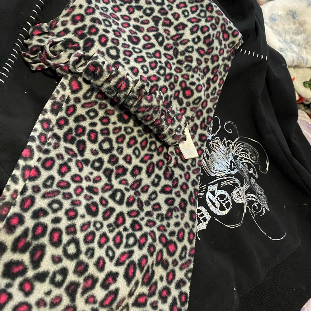 Pink and Black Leopard Print Scarf Accessories